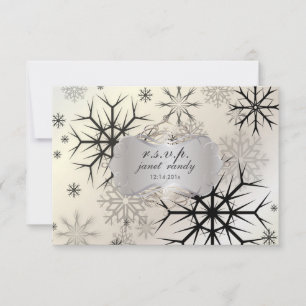 PixDezines RSVP Schneeflocken, Schwarz, Winterhoch Karte