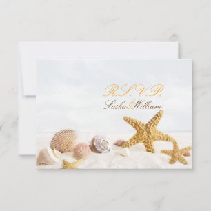 PixDezines RSVP, TANZENDER SEESTERN/MUSCHEL RSVP Karte