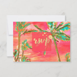 PixDezines RSVP Vintage Hawaiʻi-Strand/Koralle Karte