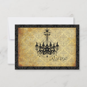 PixDezines rsvp Vintage Kronleuchter + Damast Karte