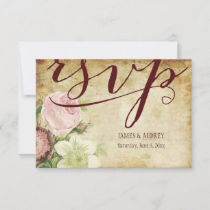 PixDezines rsvp vintage Rosen/ Pergament Karte
