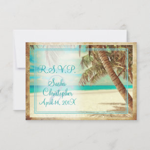 PixDezines RSVP vintage Strand, tropisches Paradie Karte