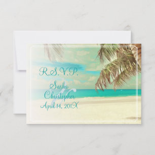 PixDezines RSVP vintage Strand, tropisches Paradie Karte