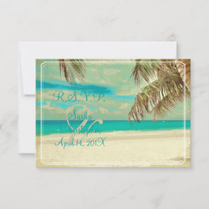 PixDezines RSVP Vintage-Strand, tropisches Paradie Karte
