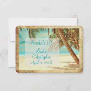 PixDezines RSVP Vintage-Strand, tropisches Paradie Karte
