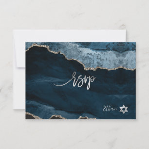 PixDezines RSVP Wasserfarbe Achat Bar Mitzwa ✡ Karte