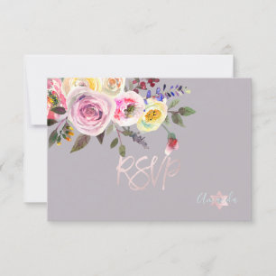 PixDezines RSVP Wasserfarbe Rosen Bat Mitzvah ✡ Karte
