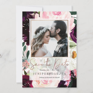 PixDezines Rustic Bloom Rosé Pink Burgund Blumen Einladung