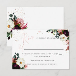 PixDezines Rustic Bloom Watercolor RSVP mit Mahlze Einladung