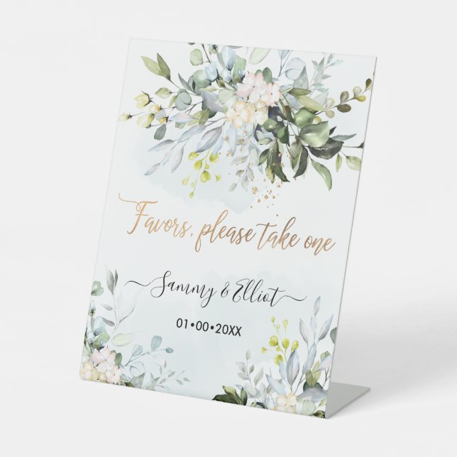 PixDezines Rustic Blue Gum Eucalyptus Favors Sockelschild (Vorderseite)