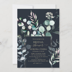 PixDezines Rustic Eucalyptus Navy Brautparty Einladung