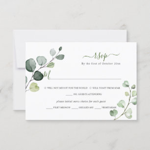 PixDezines Rustic Greenery Eucalyptus UAWG w Meal RSVP Karte