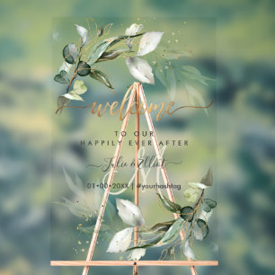 PixDezines Rustic Greenery Gum Eucalyptus Willkomm Acrylschild