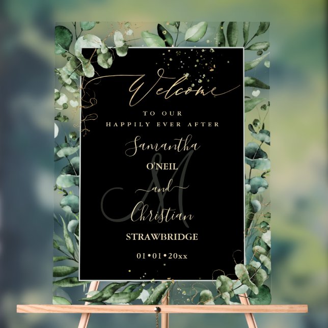 PixDezines Rustic Greenery Gum Eucalyptus Willkomm Acrylschild (Neutral)