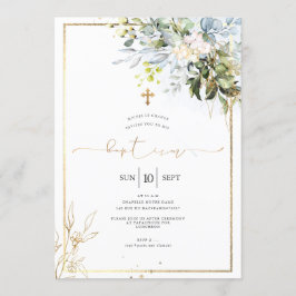 PixDezines Rustic Watercolor Eucalyptus Taufe Einladung