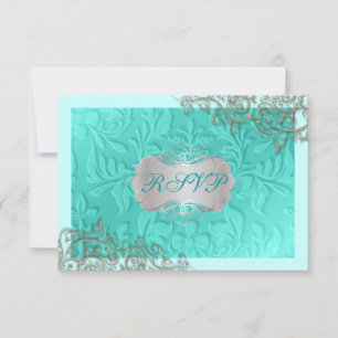 PixDezines rustikale Wirbel/Imitate silber RSVP Karte