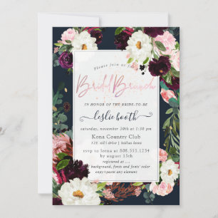 PixDezines Rustikales Blut, Bridal Brunch Navy Blu Einladung