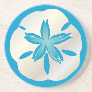 PixDezines Sanddollar Seestern/natürlich+aquamarin Sandstein Untersetzer