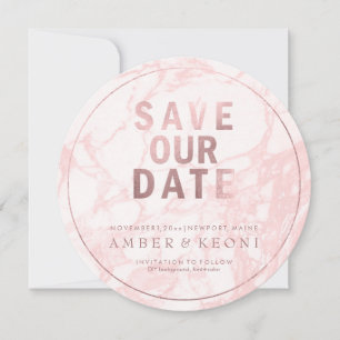PixDezines Save Date/Rose Gold/Pink Marmor The Date