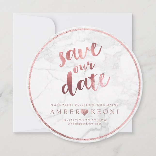PixDezines Save the Date Imitate Rose Gold+Marmor (Vorderseite)