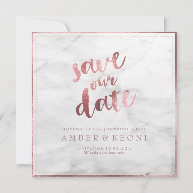 PixDezines Save the Date Imitate Rose Gold+Marmor (Vorderseite)