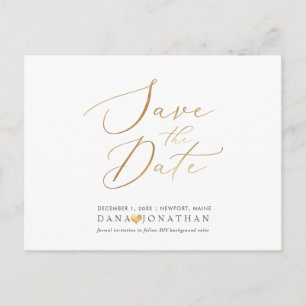 PixDezines Save the Date/irisierendes Goldskript Postkarte