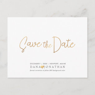 PixDezines Save the Date/irisierendes Goldskript Postkarte