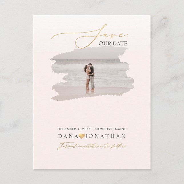 PixDezines Save the Date Luxe Script DIY Farbe Postkarte (Vorderseite)