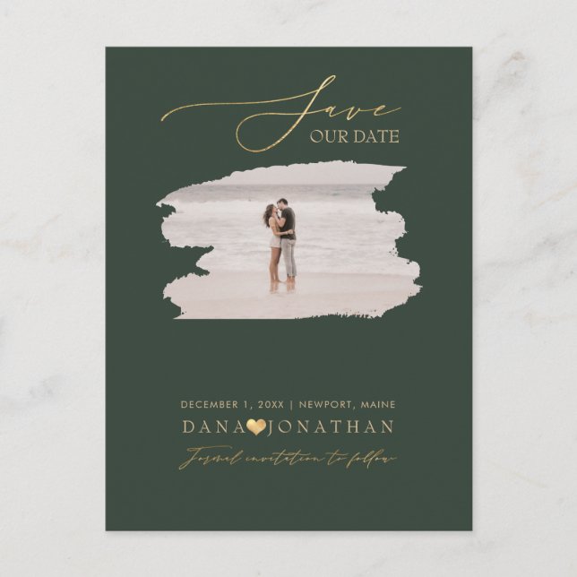PixDezines Save the Date Luxe Script DIY Farbe Postkarte (Vorderseite)