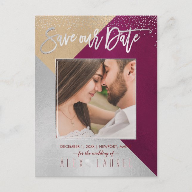 PixDezines Save the Date/Moderne DIY-Farben Ankündigungspostkarte (Vorderseite)