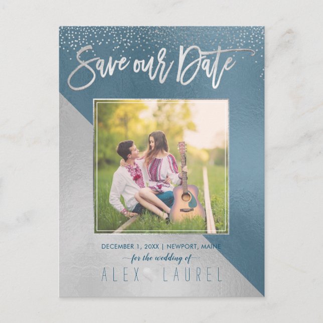 PixDezines Save the Date/Moderne DIY-Farben Ankündigungspostkarte (Vorderseite)