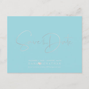 PixDezines Save the Date/Platinum+Aqua Postkarte