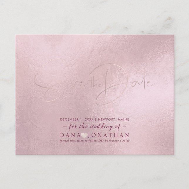 PixDezines Save the Date/Rosa Farbton Postkarte (Vorderseite)