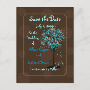 PixDezines Save the Date/Schokolade+blau Ankündigungspostkarte