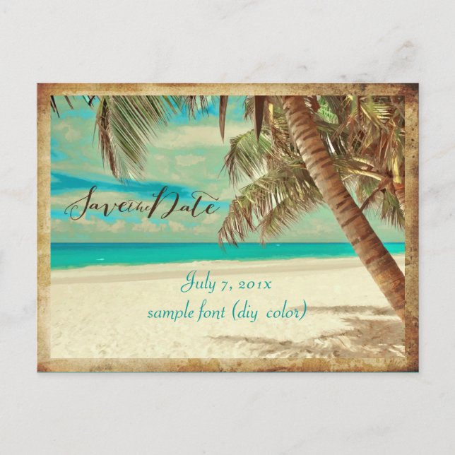 PixDezines SAVE THE DATE/VINTAG HAWAII Ankündigungspostkarte (Vorderseite)