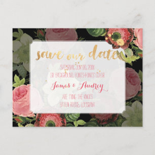 PixDezines Save the Date/Vintage Rose Ankündigungspostkarte