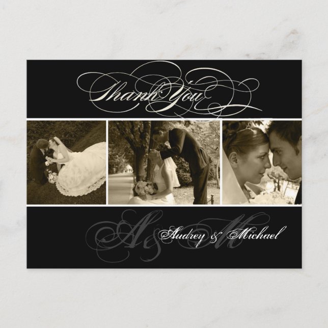 PixDezines Schlicht Wedding Fotos Vielen Dank Postkarte (Vorderseite)