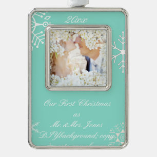 PixDezines Schneeflocken Weihnachten als Herr und  Rahmen-Ornament Silber