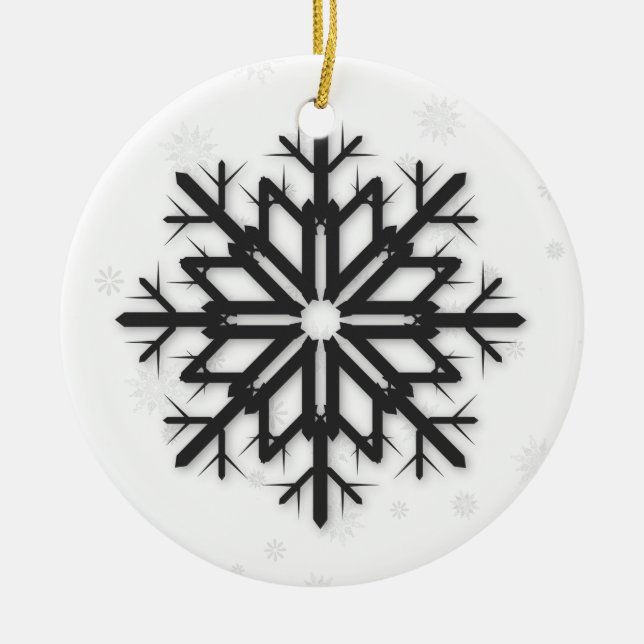PixDezines Schneeflocken Weiß + Schwarz Keramikornament (Vorne)