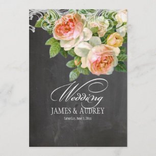 PixDezines Schultafel/Rococo/Altrosa Einladung