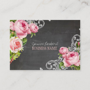 PixDezines Schultafel+Vintage Rosen Visitenkarte