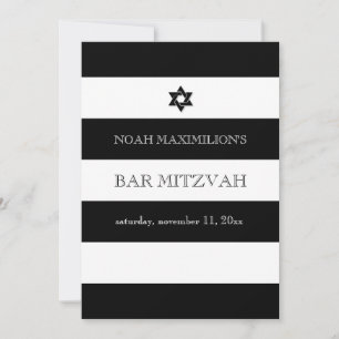 PixDezines schwarz/weiß/Streifen Bar mitzvah Einladung