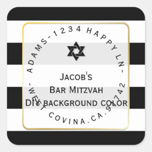 PixDezines schwarz+weiß Streifen mitzvah Rückkehr  Quadratischer Aufkleber