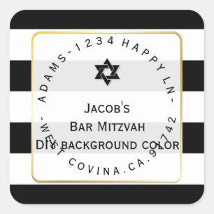 PixDezines schwarz+weiße Streifen Mitzwa Rückkehr  Quadratischer Aufkleber