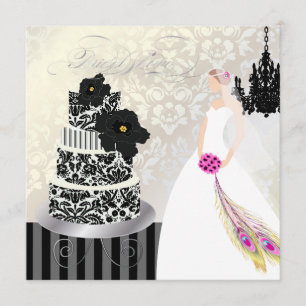 PixDezines Schwarze Weiße Hochzeitstorte Einladung