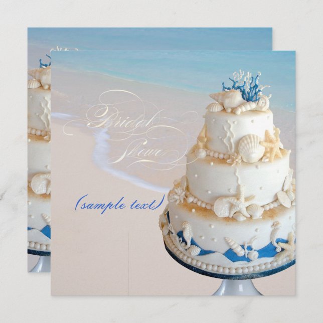 PixDezines Seashells Cake/Brautparty Einladung (Vorne/Hinten)