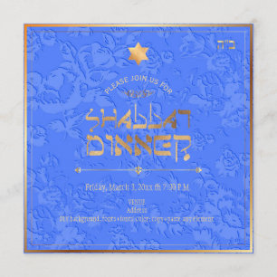 PixDezines Shabbat Dinner/Cornblume Blauer Damast Einladung
