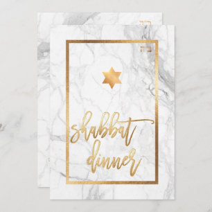 PixDezines Shabbat Dinner/Marmor/Imitate Gold Einladung