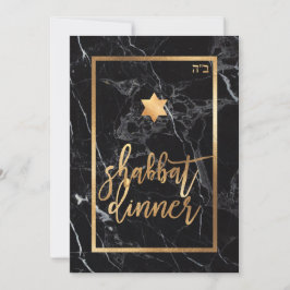 PixDezines Shabbat Dinner/Schwarzer Marmor/Imitat Einladung
