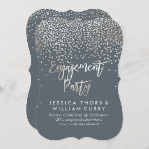 PixDezines Silver Confetti Engagement Party Einladung